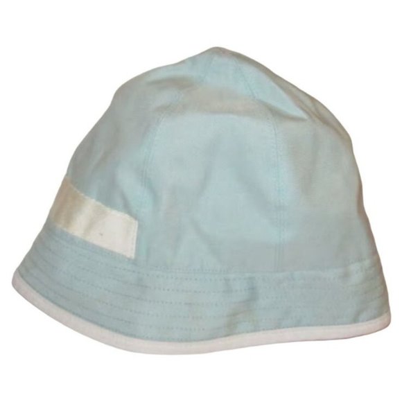 Gucci Blue Guccissima Print Bucket Hat w White Leather